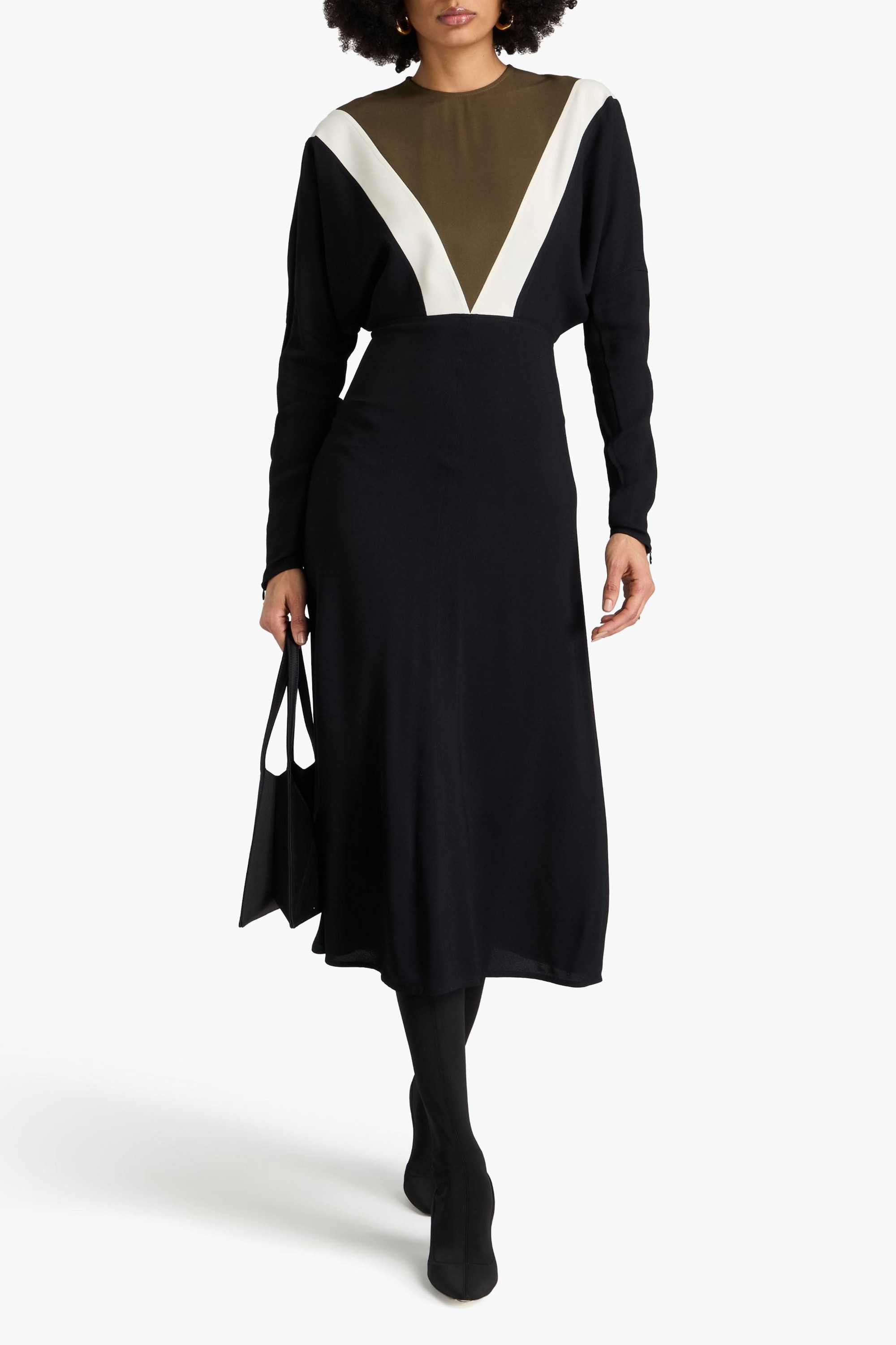 Victoria Beckham Color-block crepe midi dress
