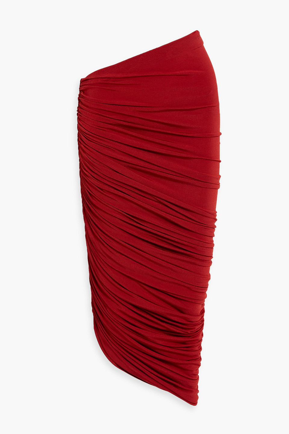 magda butrym - asymmetric ruched jersey midi skirt - red - fr 32
