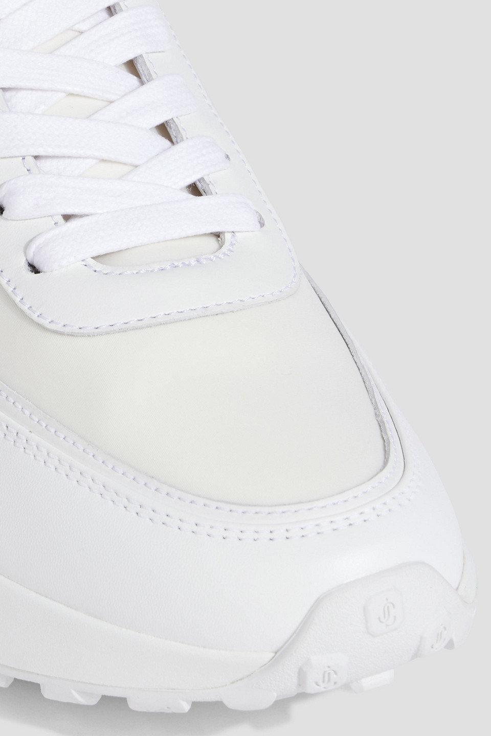 Jimmy Choo Memphis Embellished Leather And Neoprene Sneakers In White