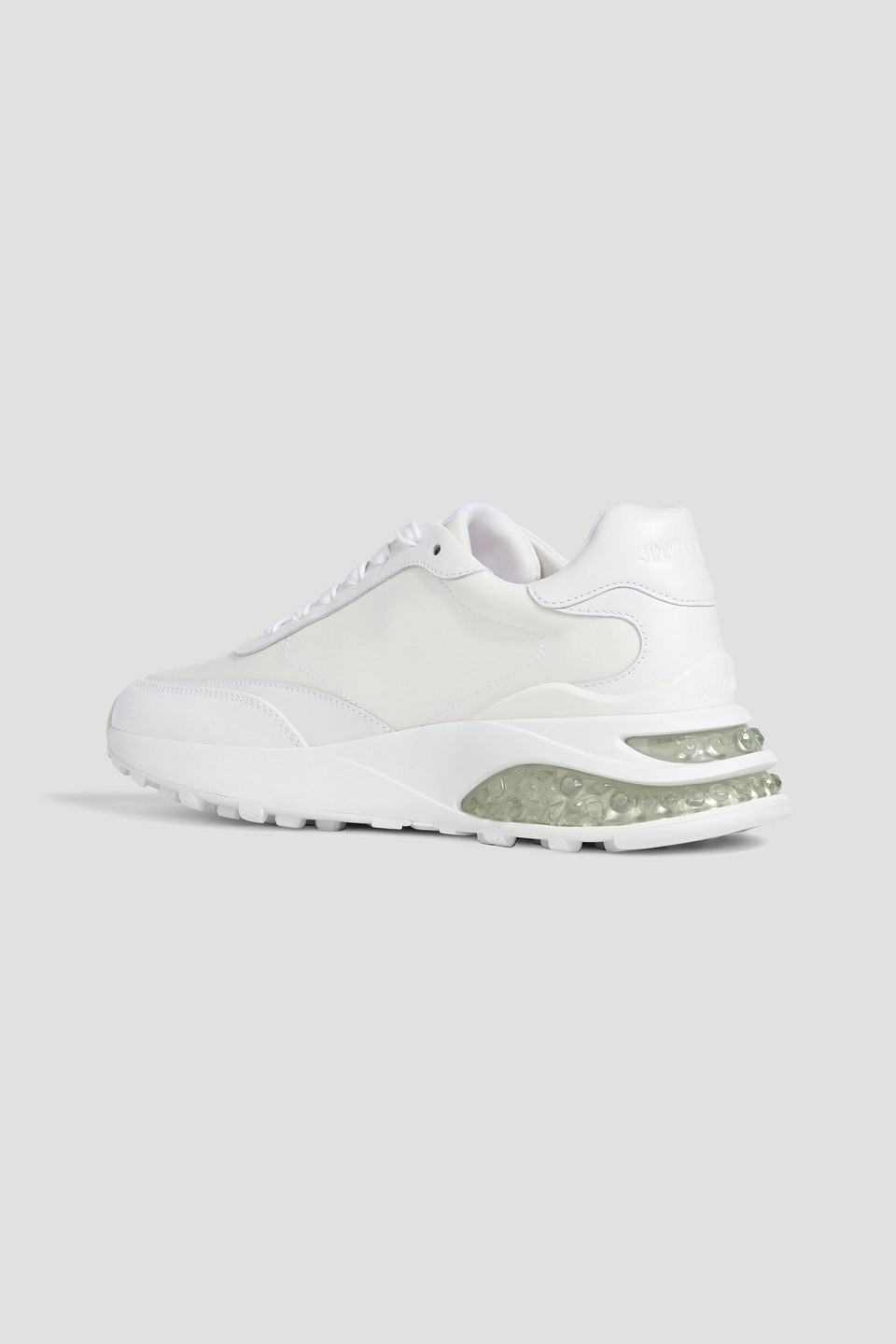 Jimmy Choo Memphis Embellished Leather And Neoprene Sneakers In White