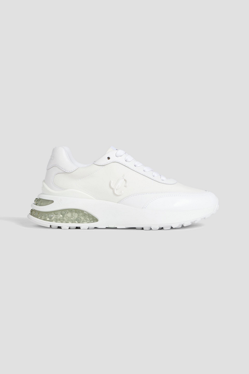 Jimmy Choo Memphis Embellished Leather And Neoprene Sneakers In White