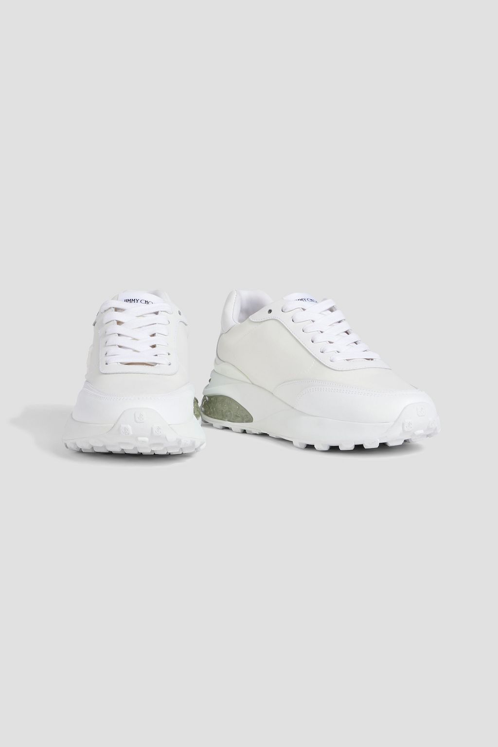 JIMMY CHOO Memphis embellished leather and neoprene sneakers