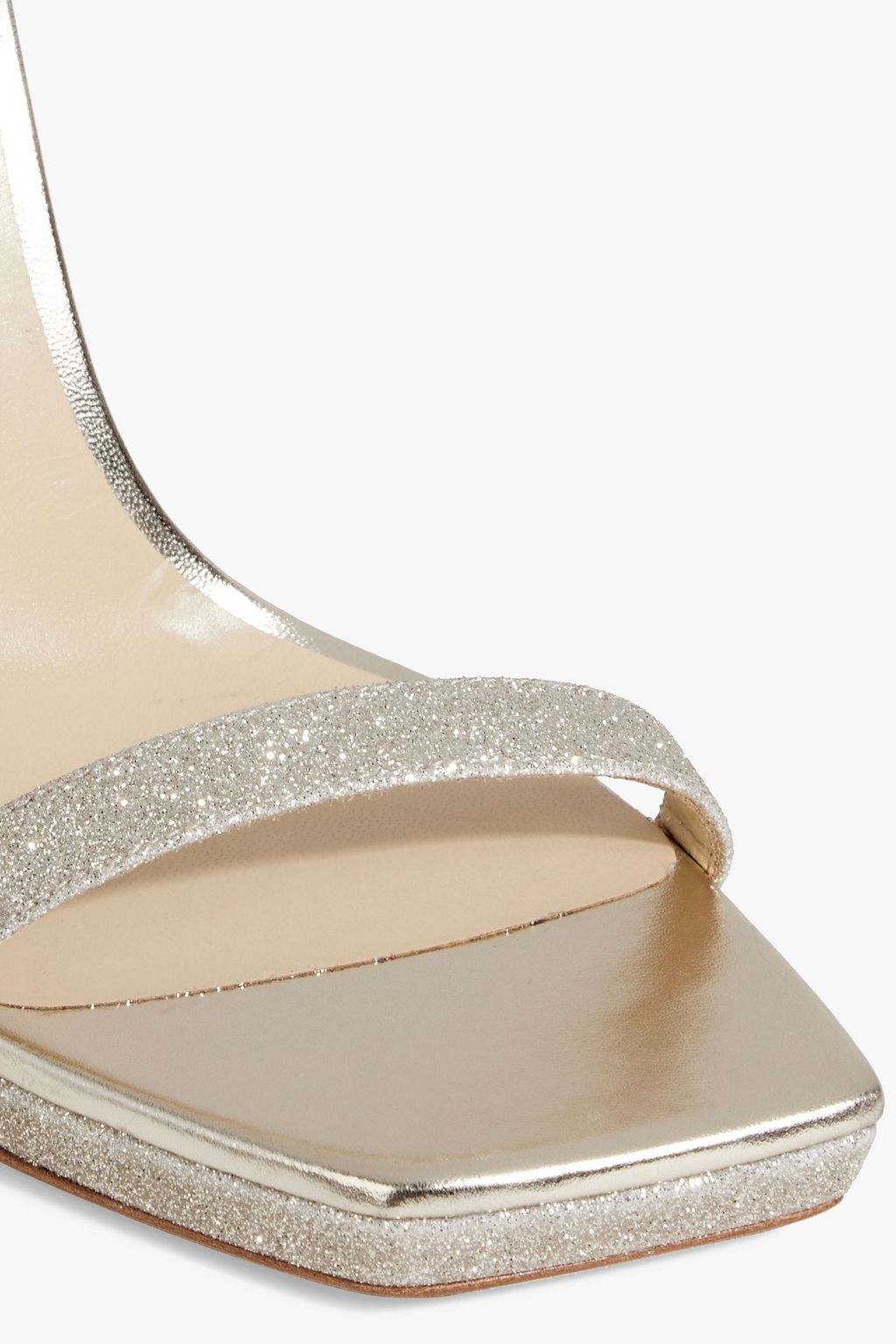 JIMMY CHOO Alva 120 glittered metallic leather platform sandals