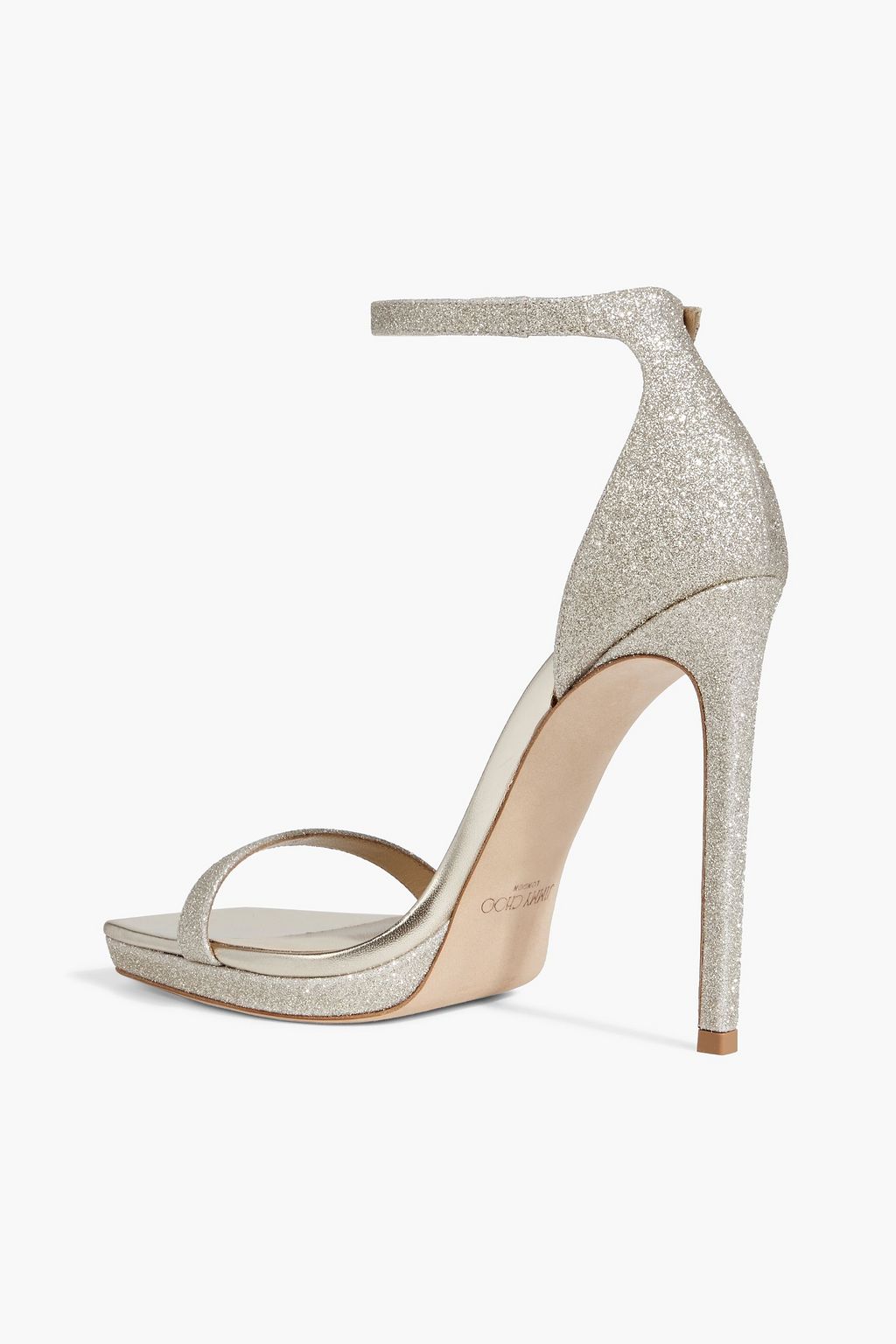 JIMMY CHOO Alva 120 glittered metallic leather platform sandals