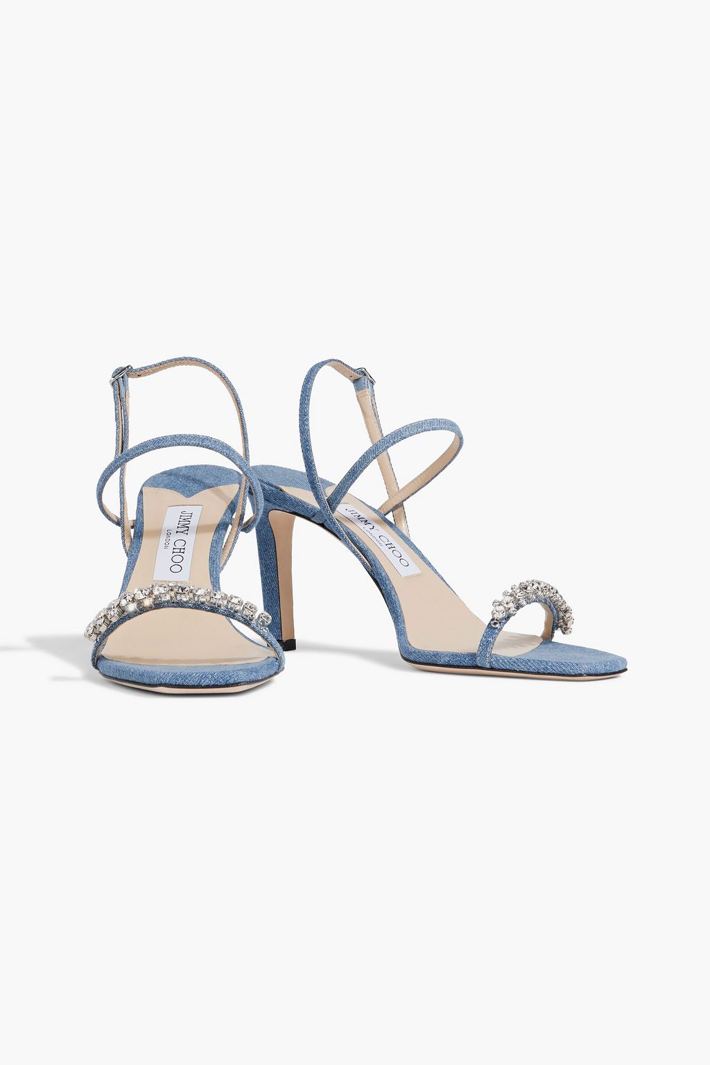 JIMMY CHOO Meira 85 crystal-embellished denim slingback