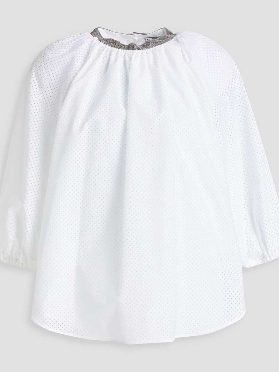 bead-embellished broderie anglaise top