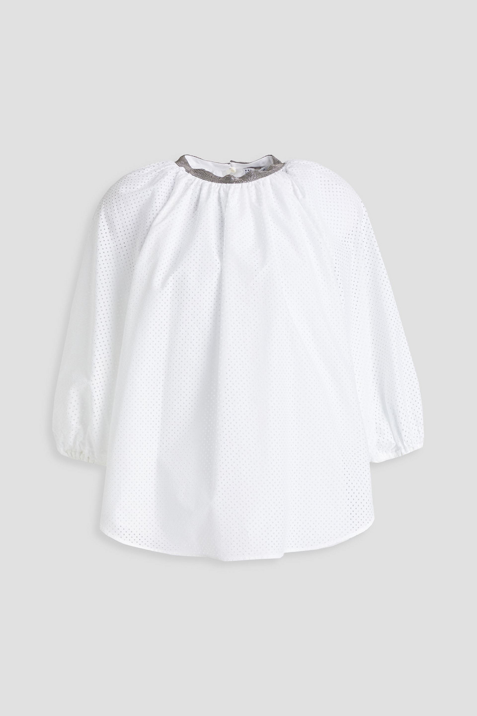Brunello Cucinelli Bead-embellished Broderie Anglaise Top In White