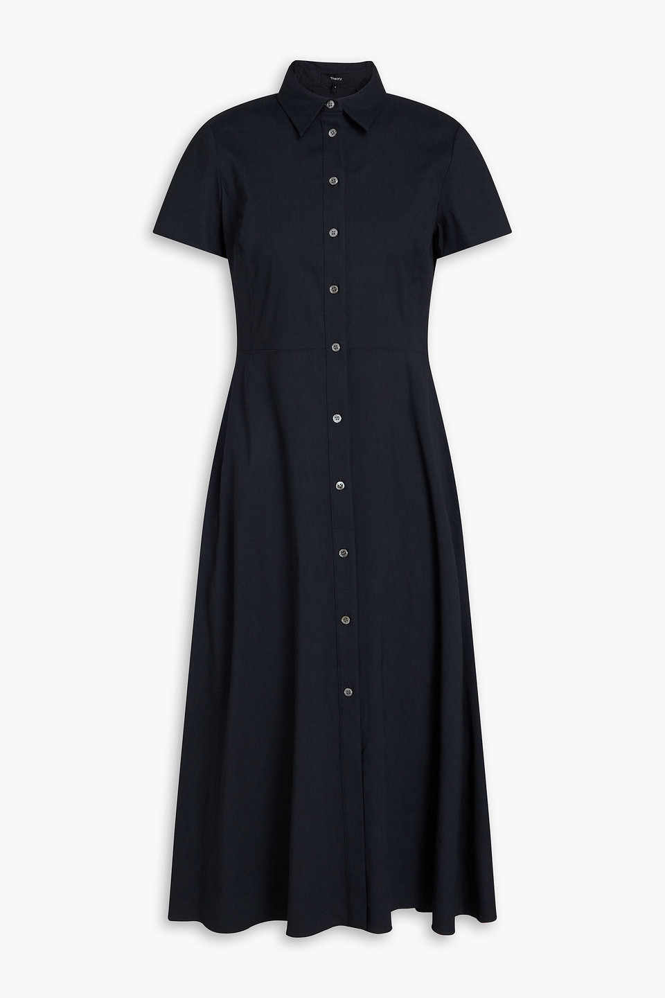 Theory Linen-blend Midi Shirt Dress In Anthrazit