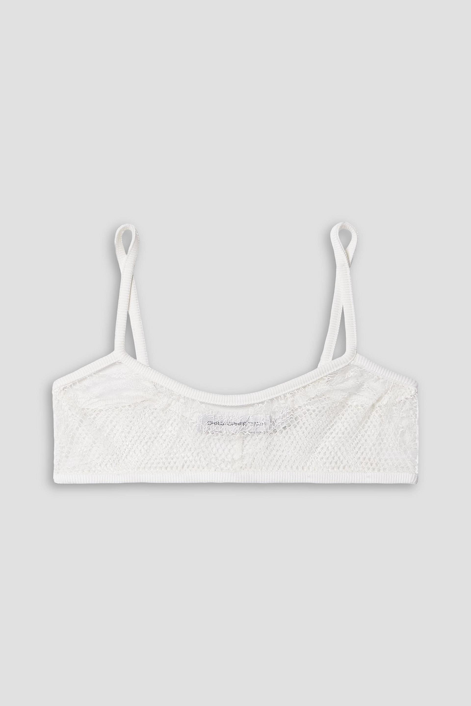 christopher esber - wave lace-trimmed crocheted bralette - white - uk 4