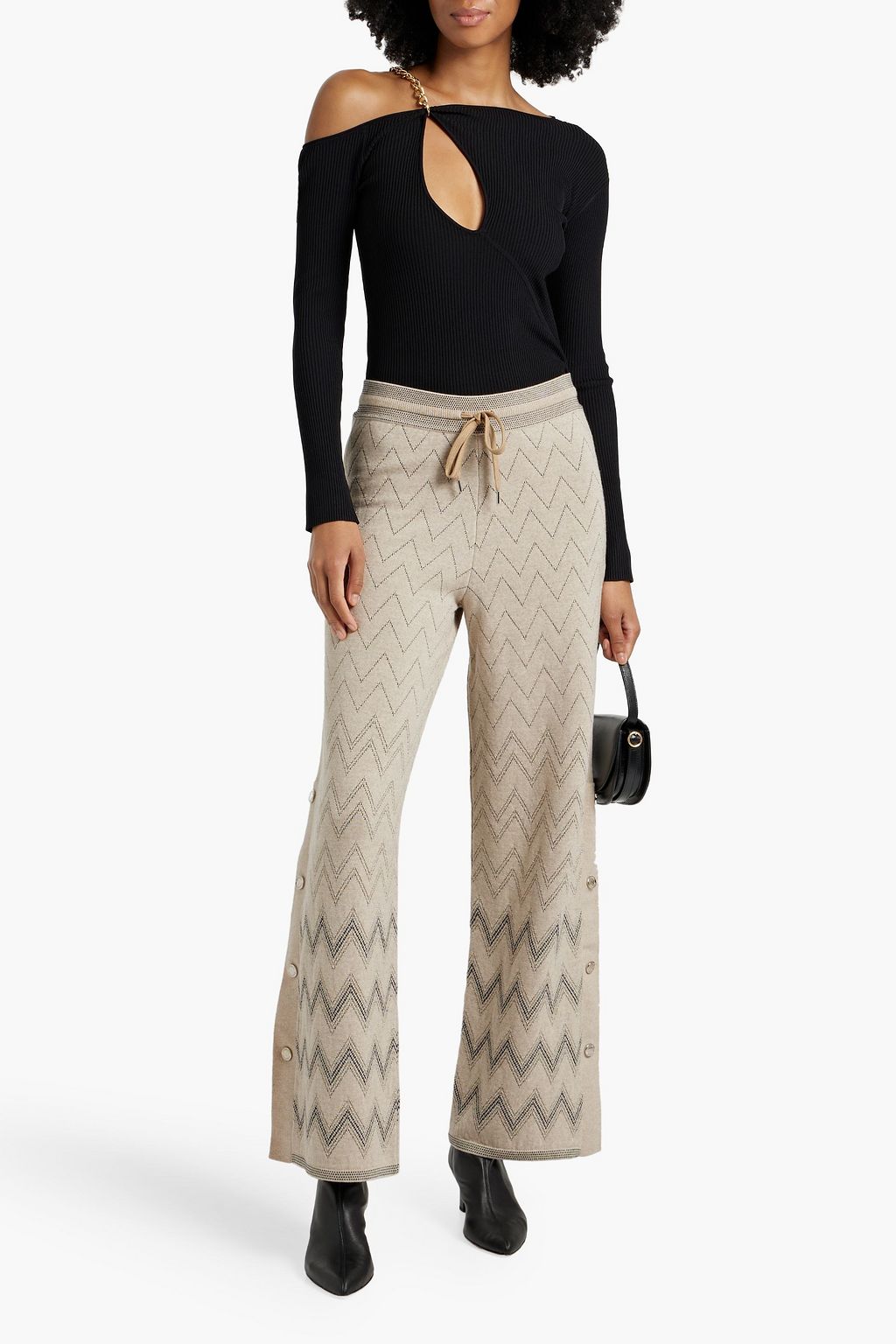 MISSONI Metallic jacquard-knit wool-blend wide-leg pants