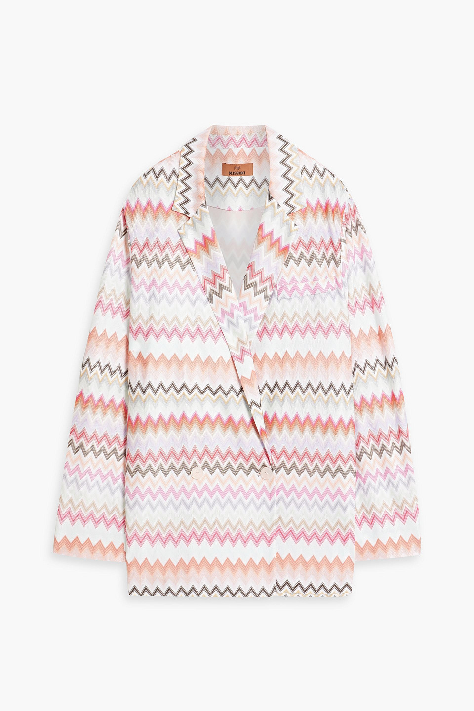 Crochet-knit cotton-blend blazer