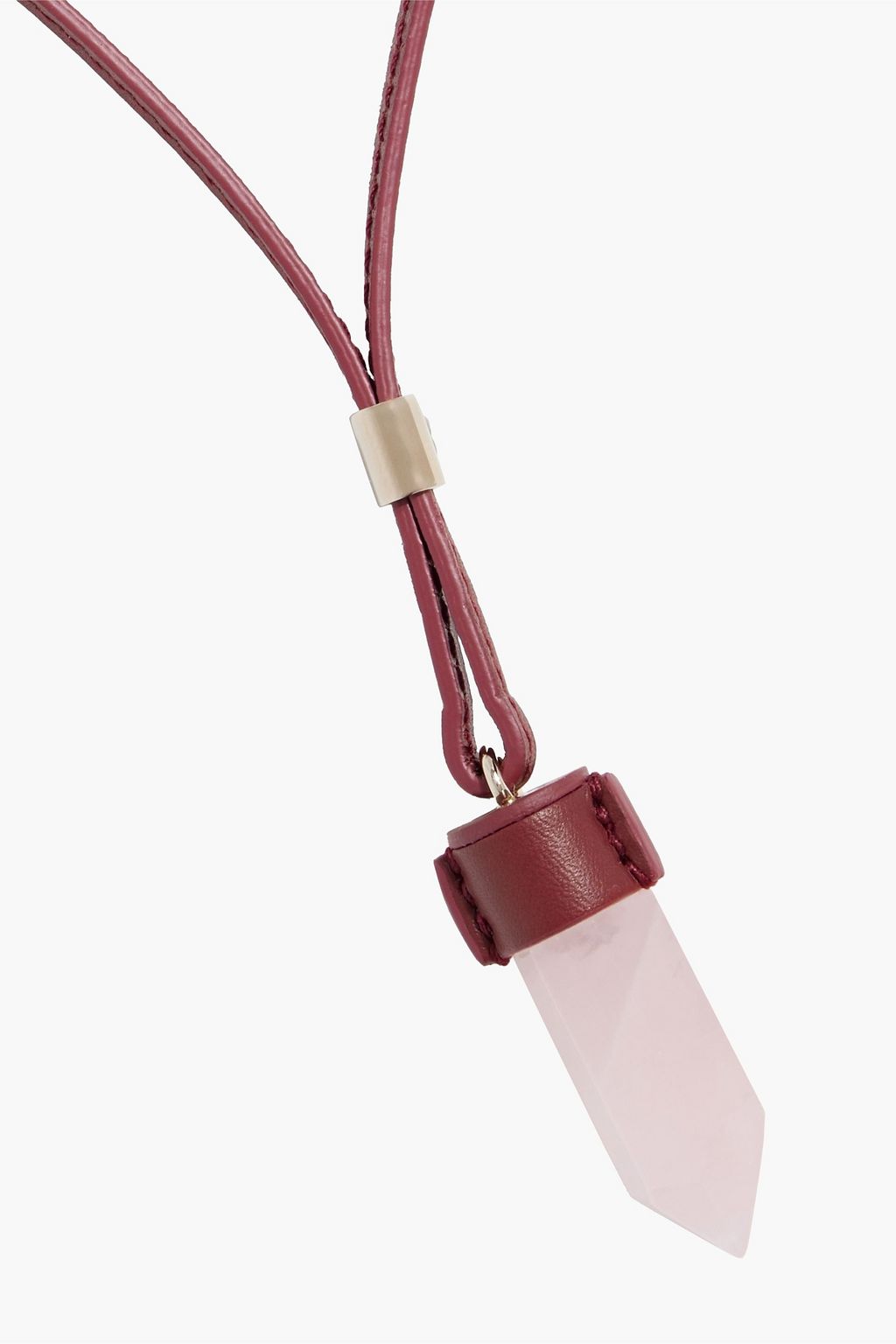CHLOÉ Jemma gold-tone, leather and rose quartz necklace