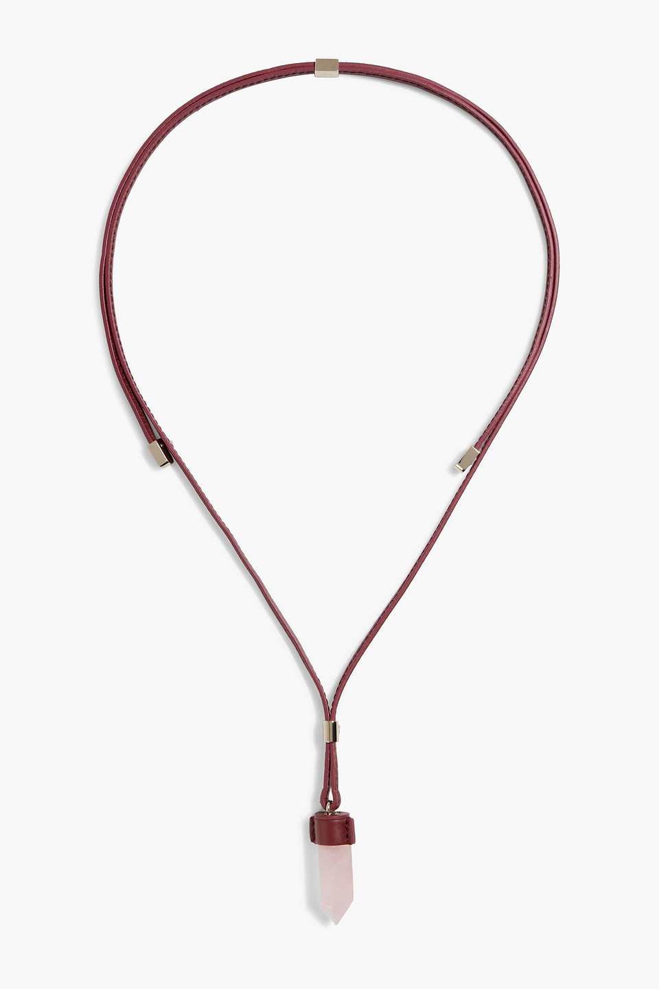 Chloé Jemma Gold-tone, Leather And Rose Quartz Necklace In Purple