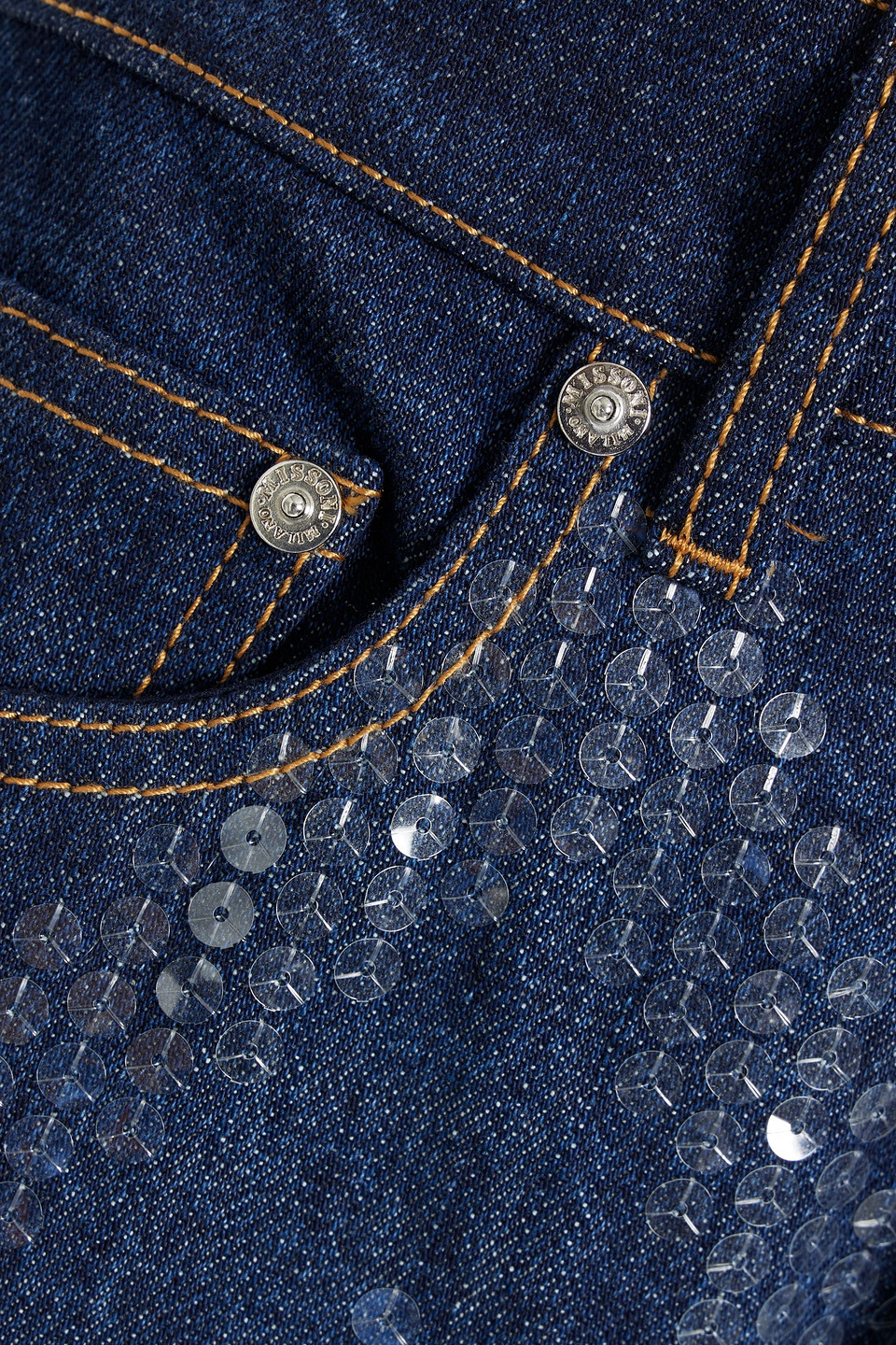 MISSONI SEQUIN-EMBELLISHED HIGH-RISE STRAIGHT-LEG JEANS