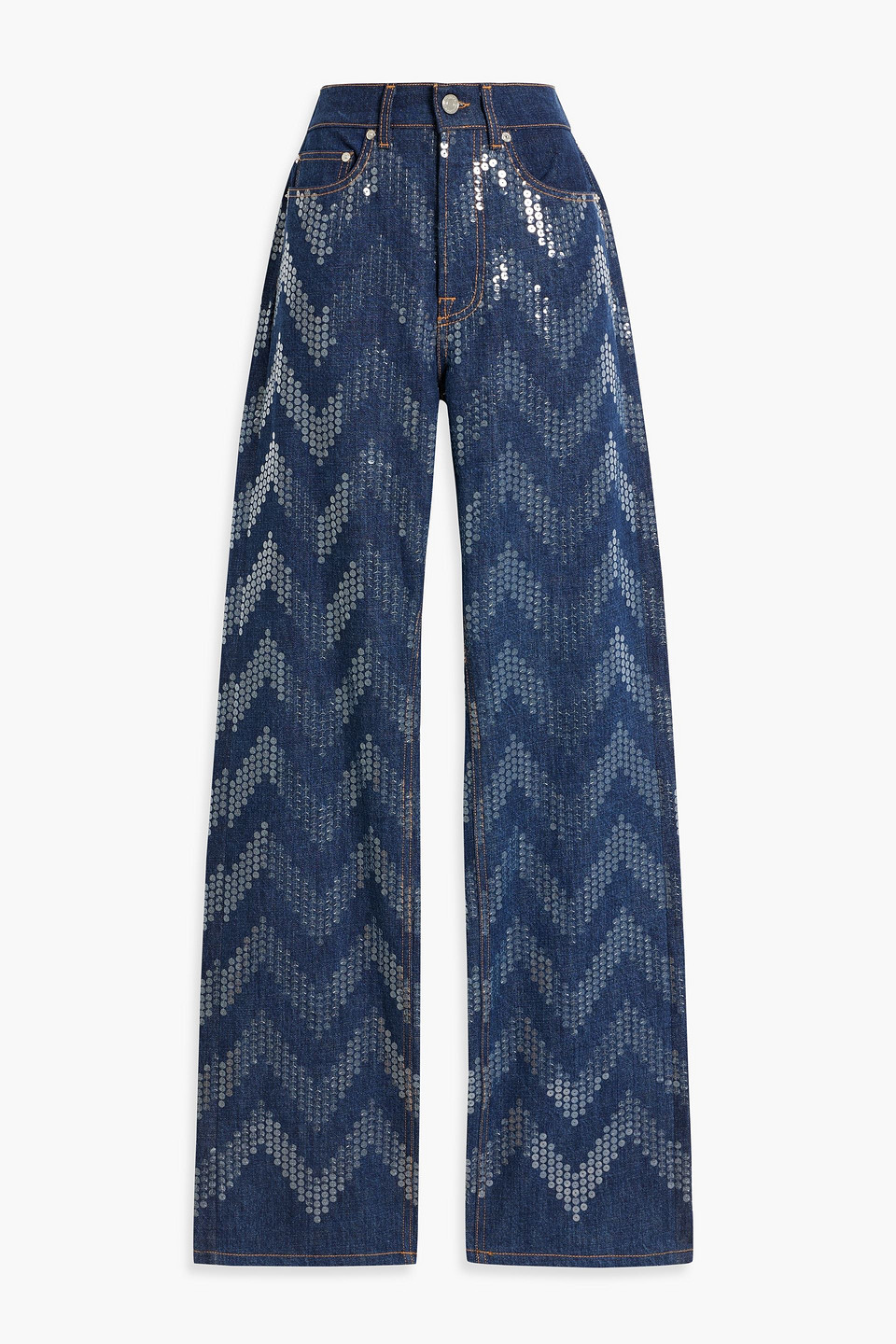 MISSONI SEQUIN-EMBELLISHED HIGH-RISE STRAIGHT-LEG JEANS