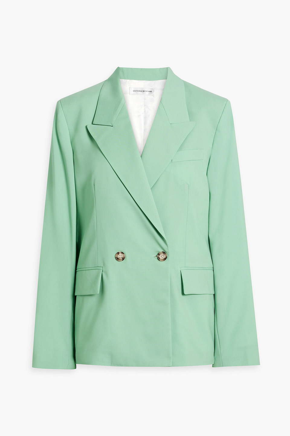Victoria Beckham Double-breasted Wool Blazer In Mint