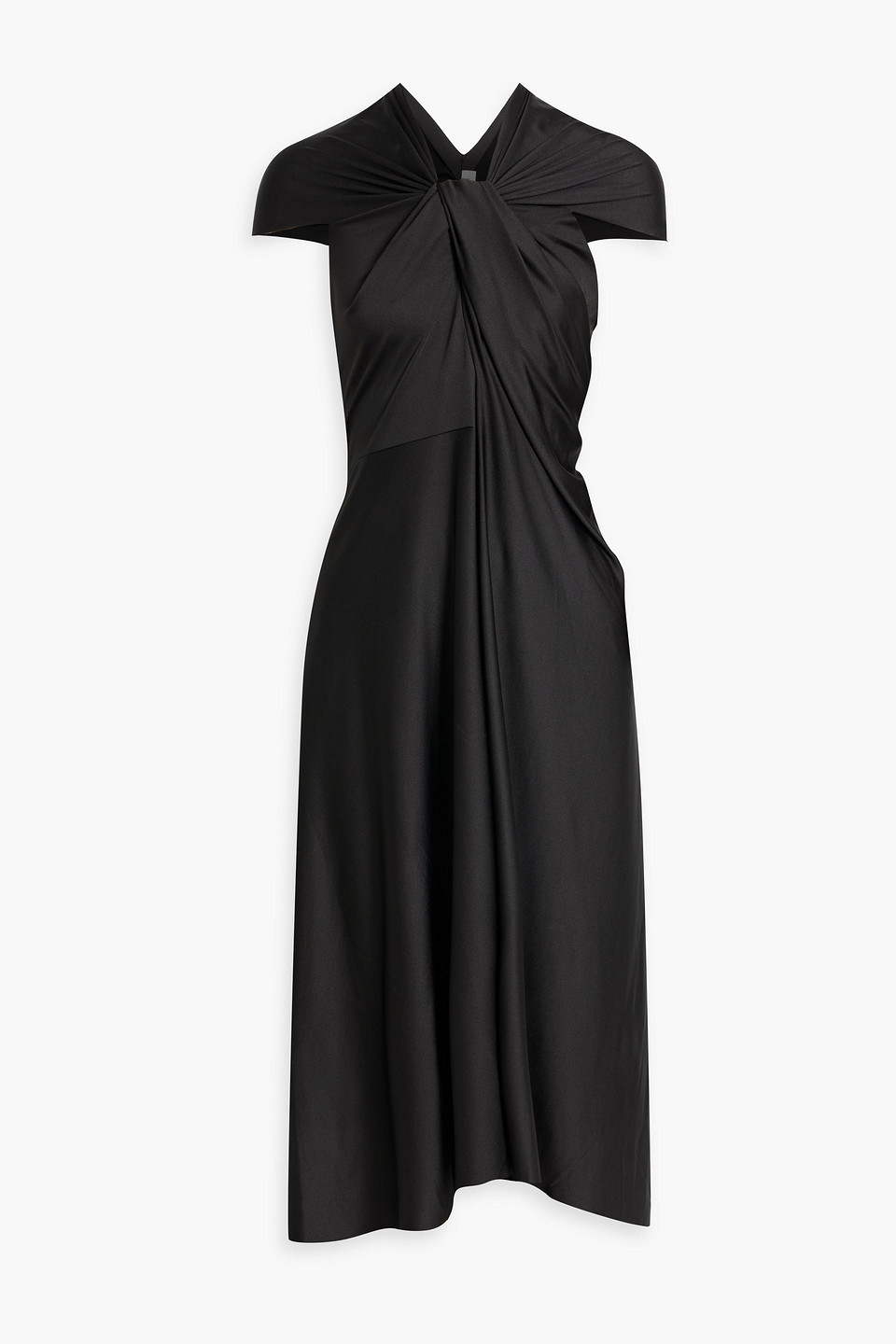 Victoria Beckham Draped Satin-jersey Midi Dress In Schwarz