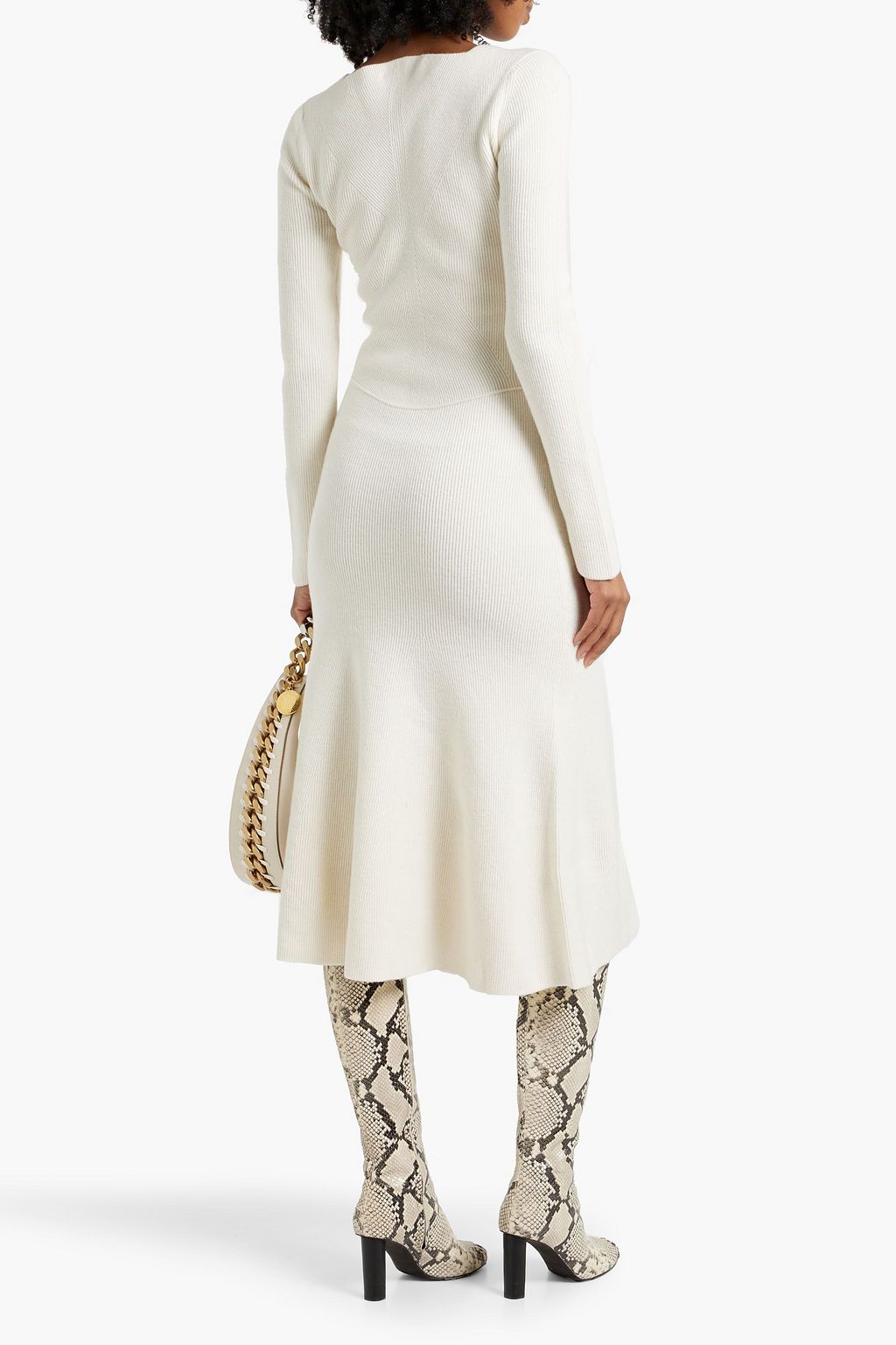 VICTORIA BECKHAM Circle paneled stretch-wool midi dress