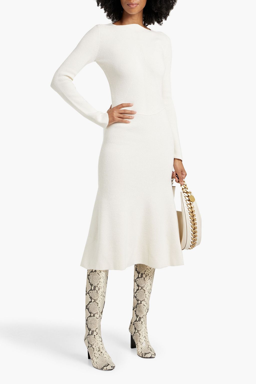 VICTORIA BECKHAM Circle paneled stretch-wool midi dress