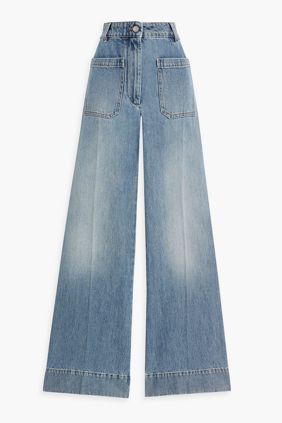 Shop Victoria Beckham Alina High-rise Wide-leg Jeans In Mid Denim