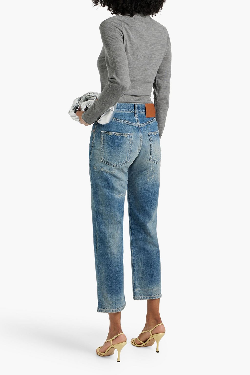 VICTORIA BECKHAM Distressed mid-rise straight-leg jeans