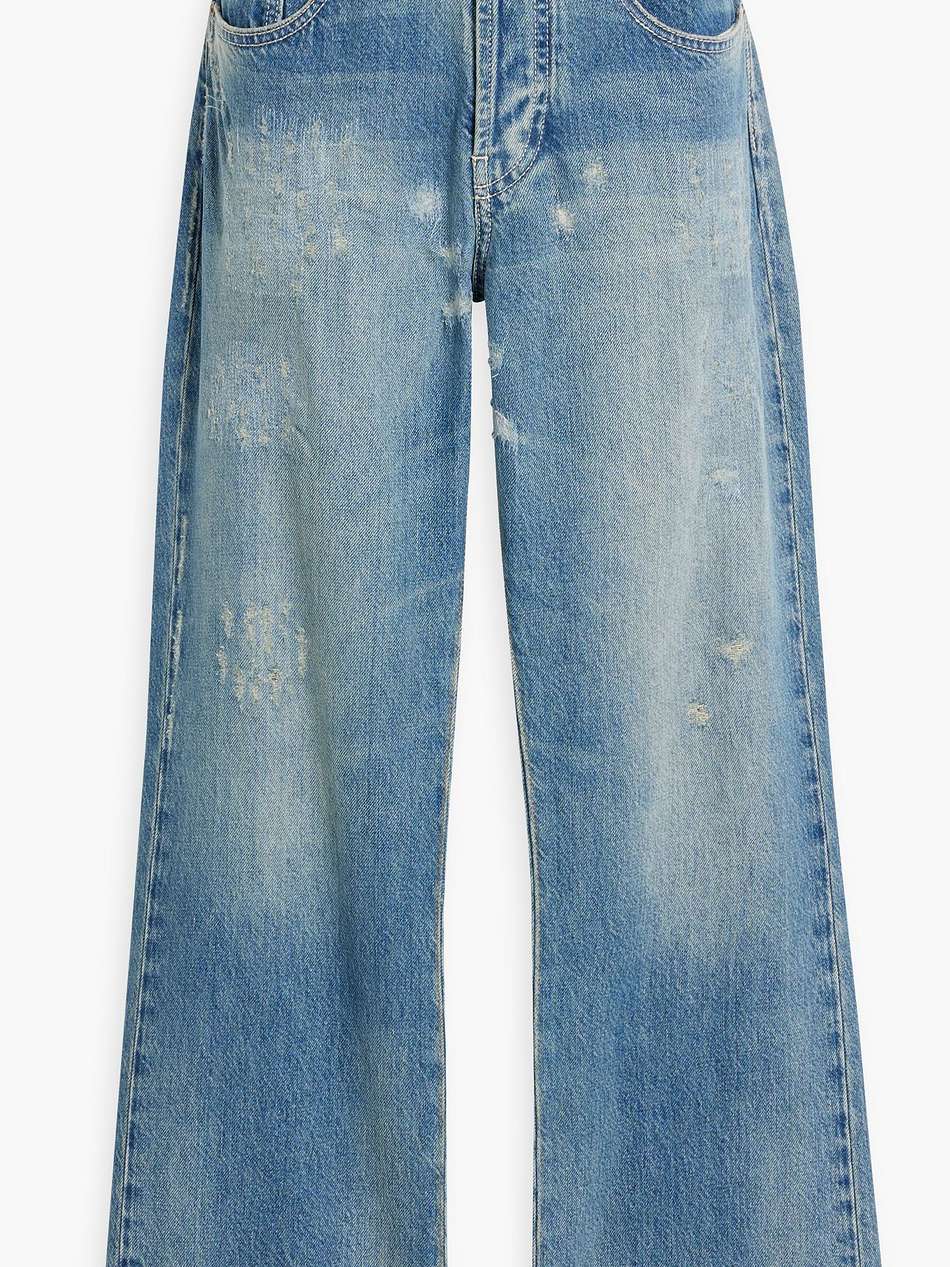 distressed mid-rise straight-leg jeans