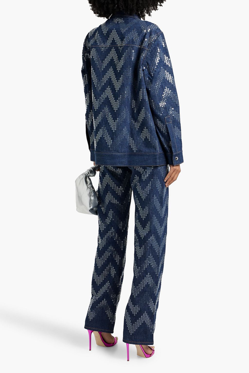 MISSONI جاكيت بأسلوب قميص من الدنيم مزين بالكريستال