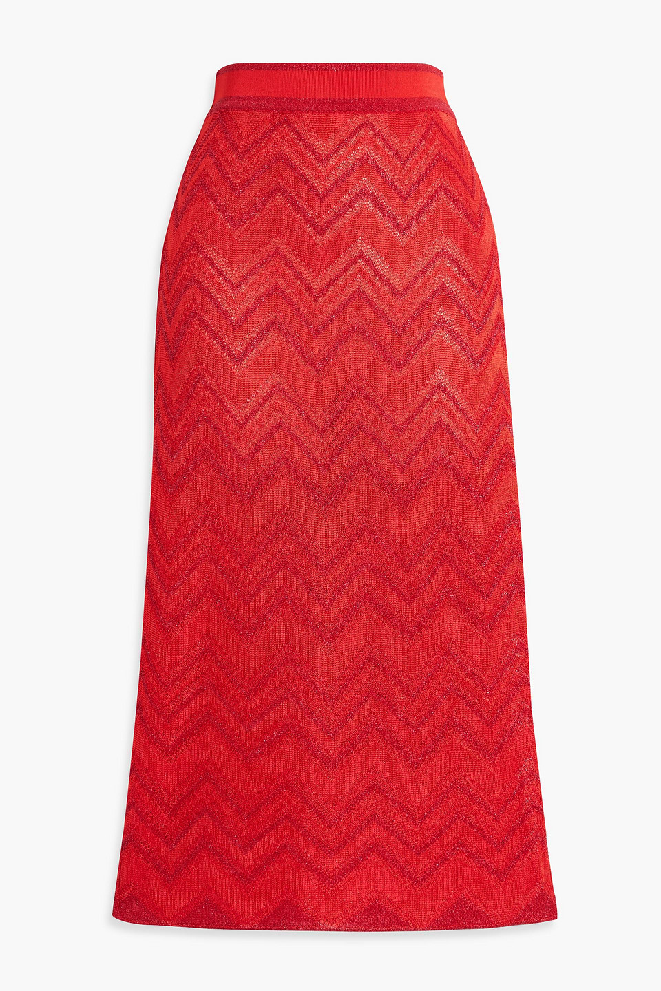 Missoni Metallic Crochet-knit Skirt In Red