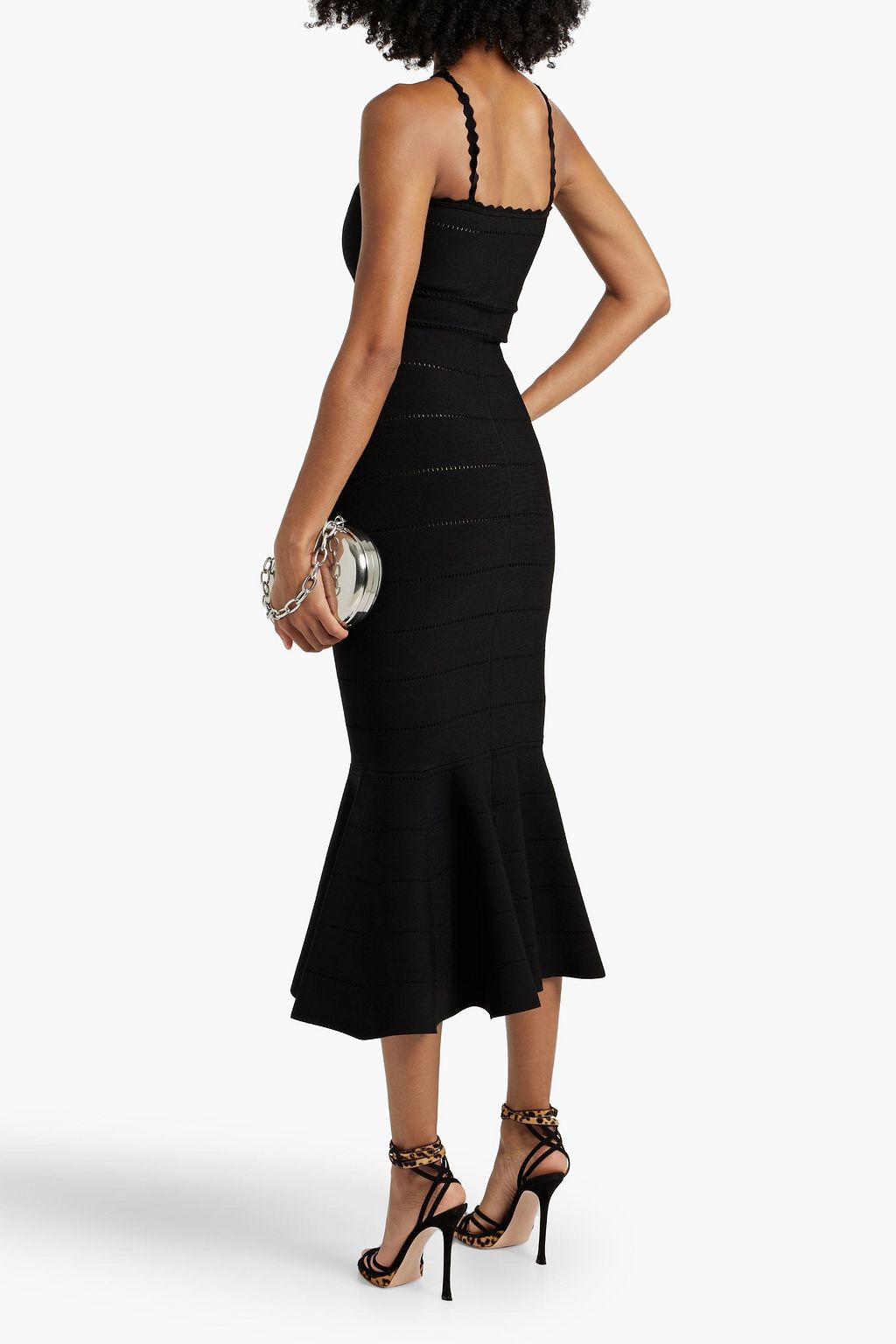 VICTORIA BECKHAM Fluted laser-cut stretch-knit midi dress