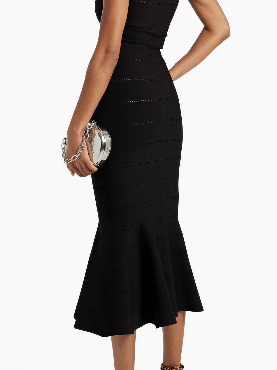 fluted laser-cut stretch-knit midi dress