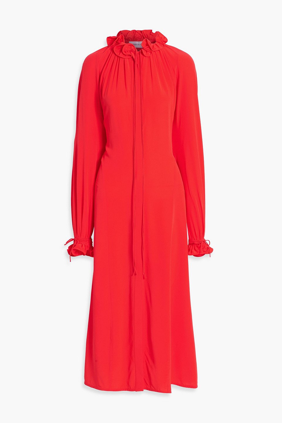 Victoria Beckham Ruched Silk Chiffon Maxi Dress In Rot