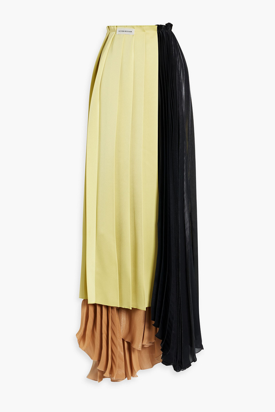 Victoria Beckham Asymmetric Pleated Satin And Habotai Skirt In Kräutergrün