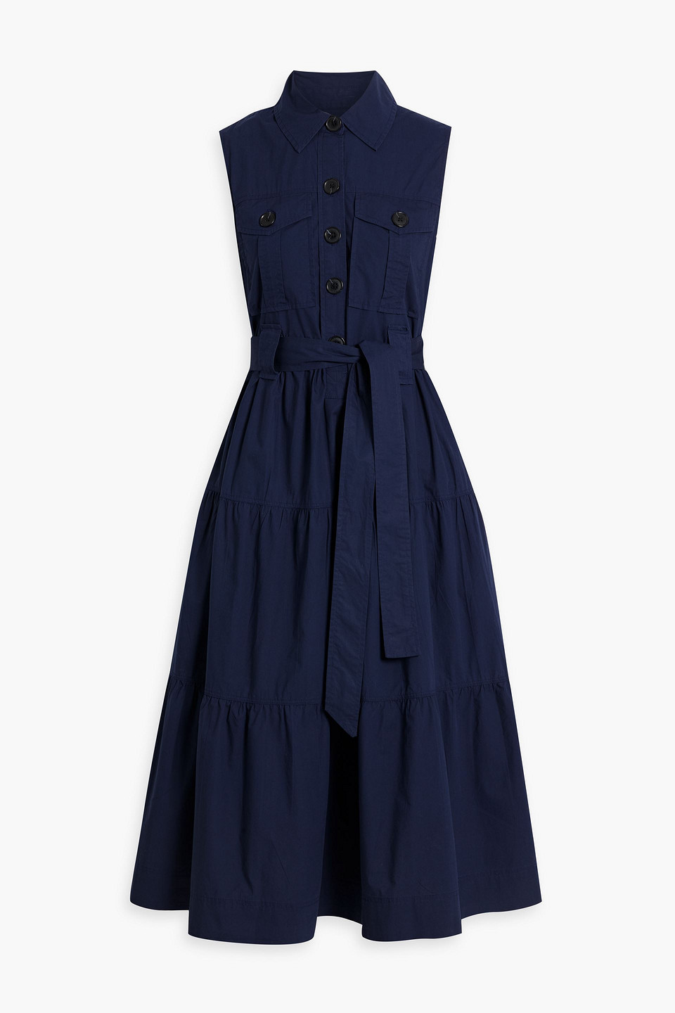 Florence tiered cotton-poplin midi dress