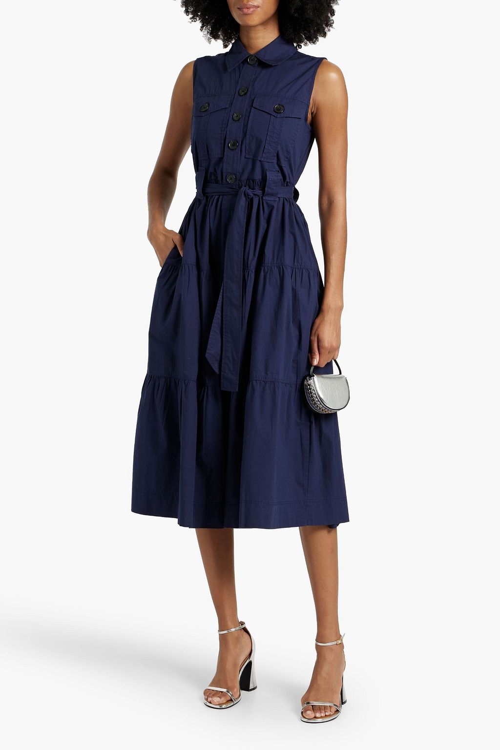DEREK LAM 10 CROSBY Florence tiered cotton-poplin midi dress