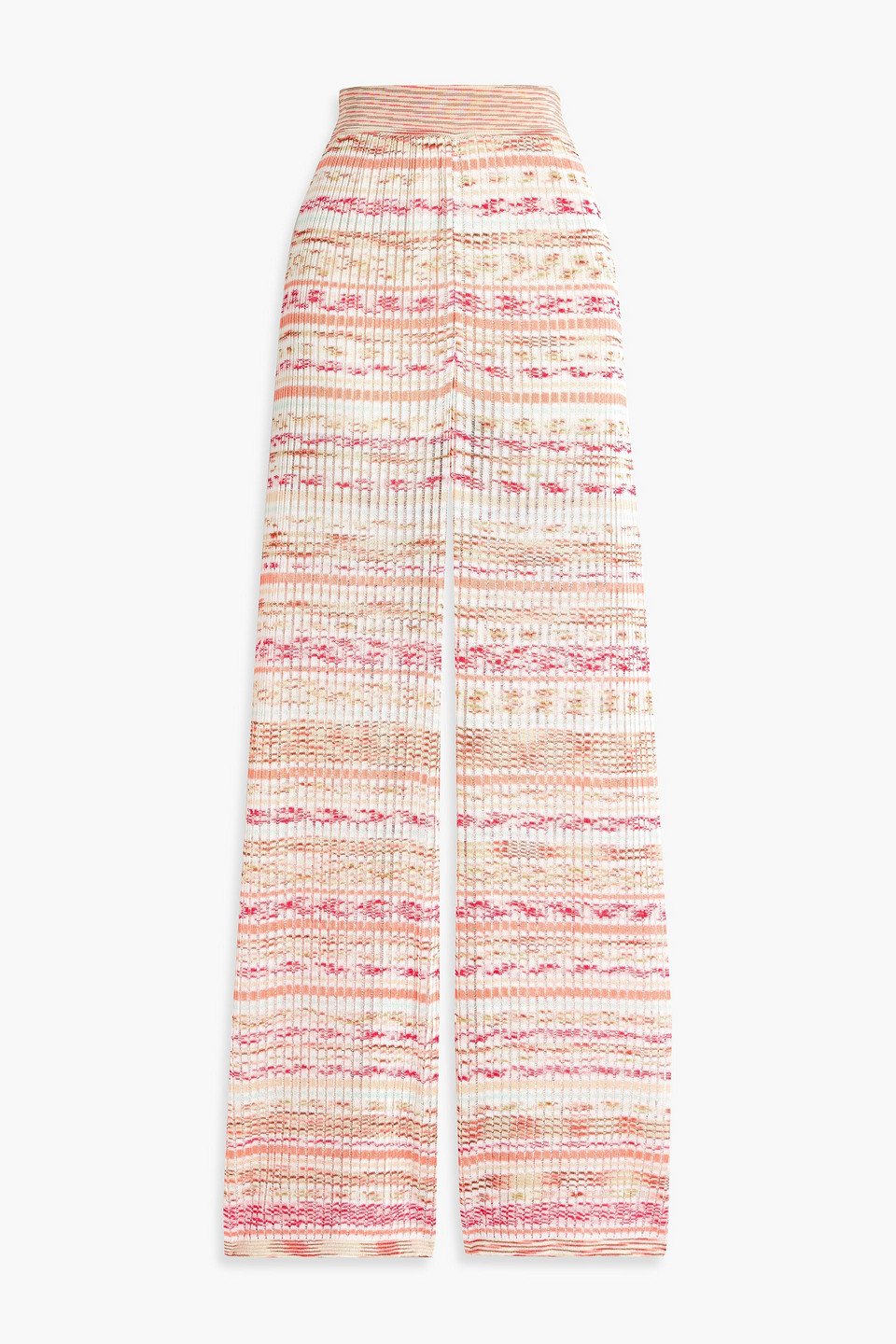 Missoni Space-dyed Ribbed-knit Straight-leg Pants In Peach