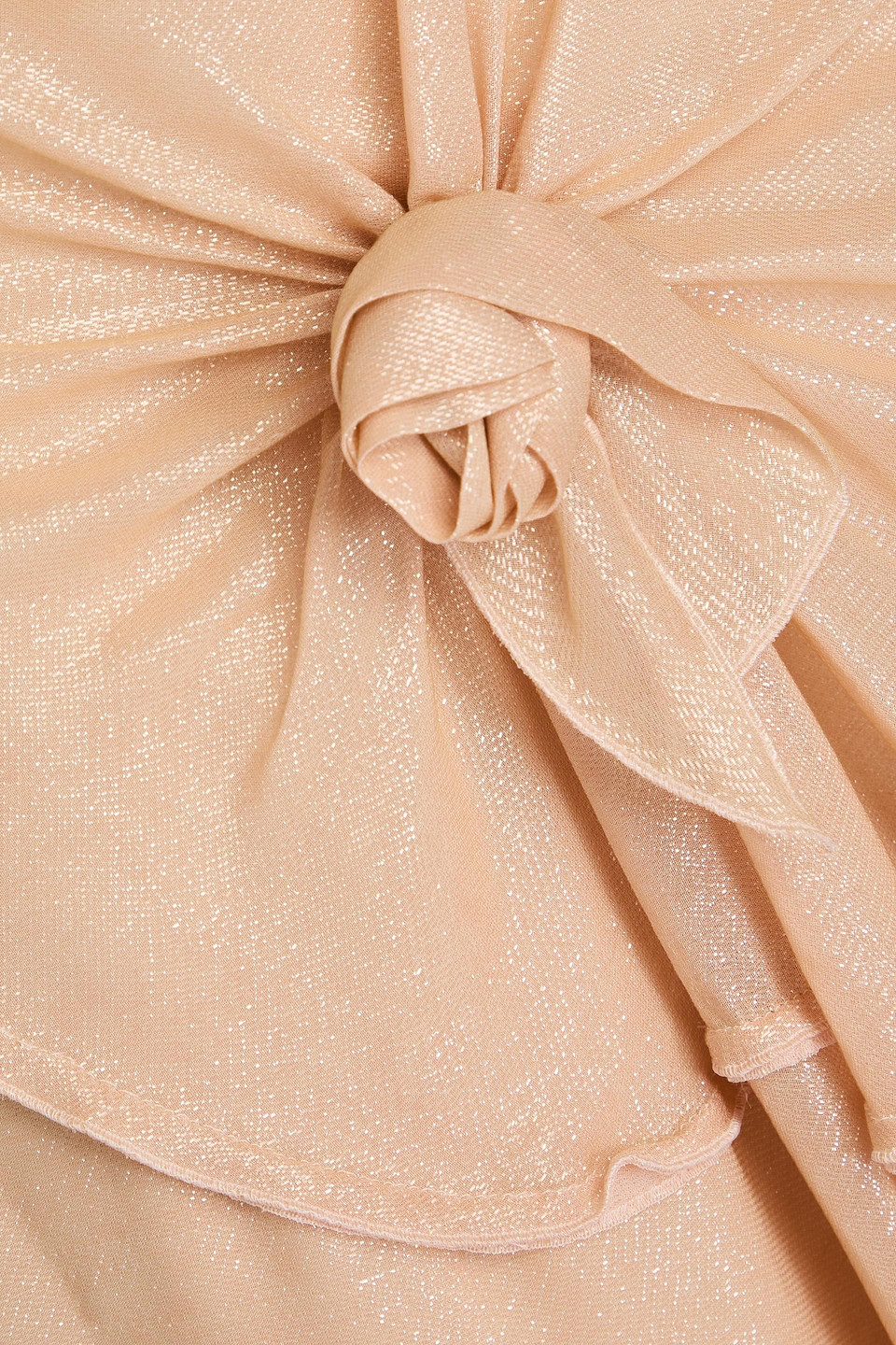 Victoria Beckham Metallic Floral-appliquéd Crepe Midi Skirt In Neutral