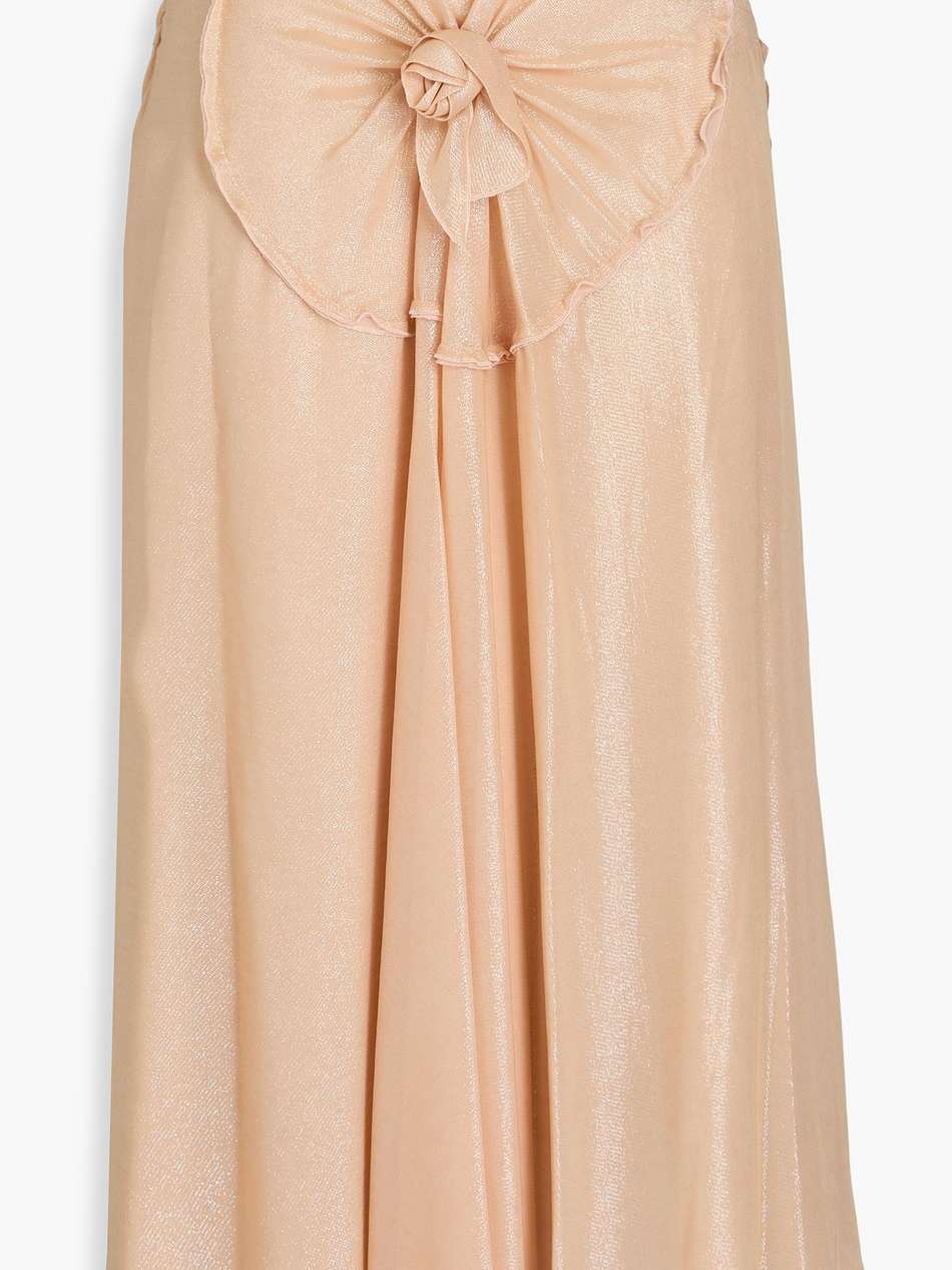 metallic floral-appliquéd crepe midi skirt