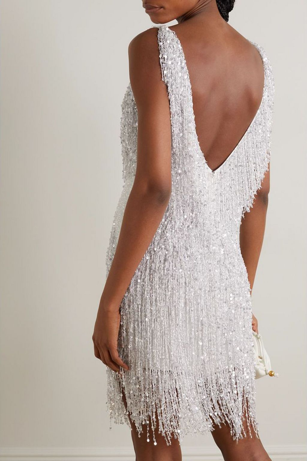 NAEEM KHAN فستان Gatsby القصير من الشيفون المزين