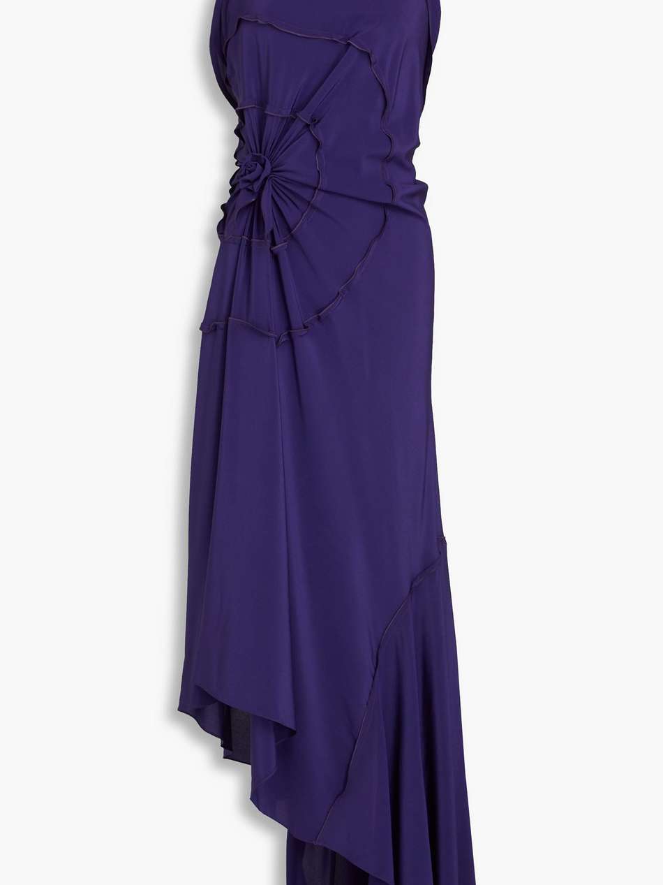 asymmetric ruffled silk-crepe maxi dress