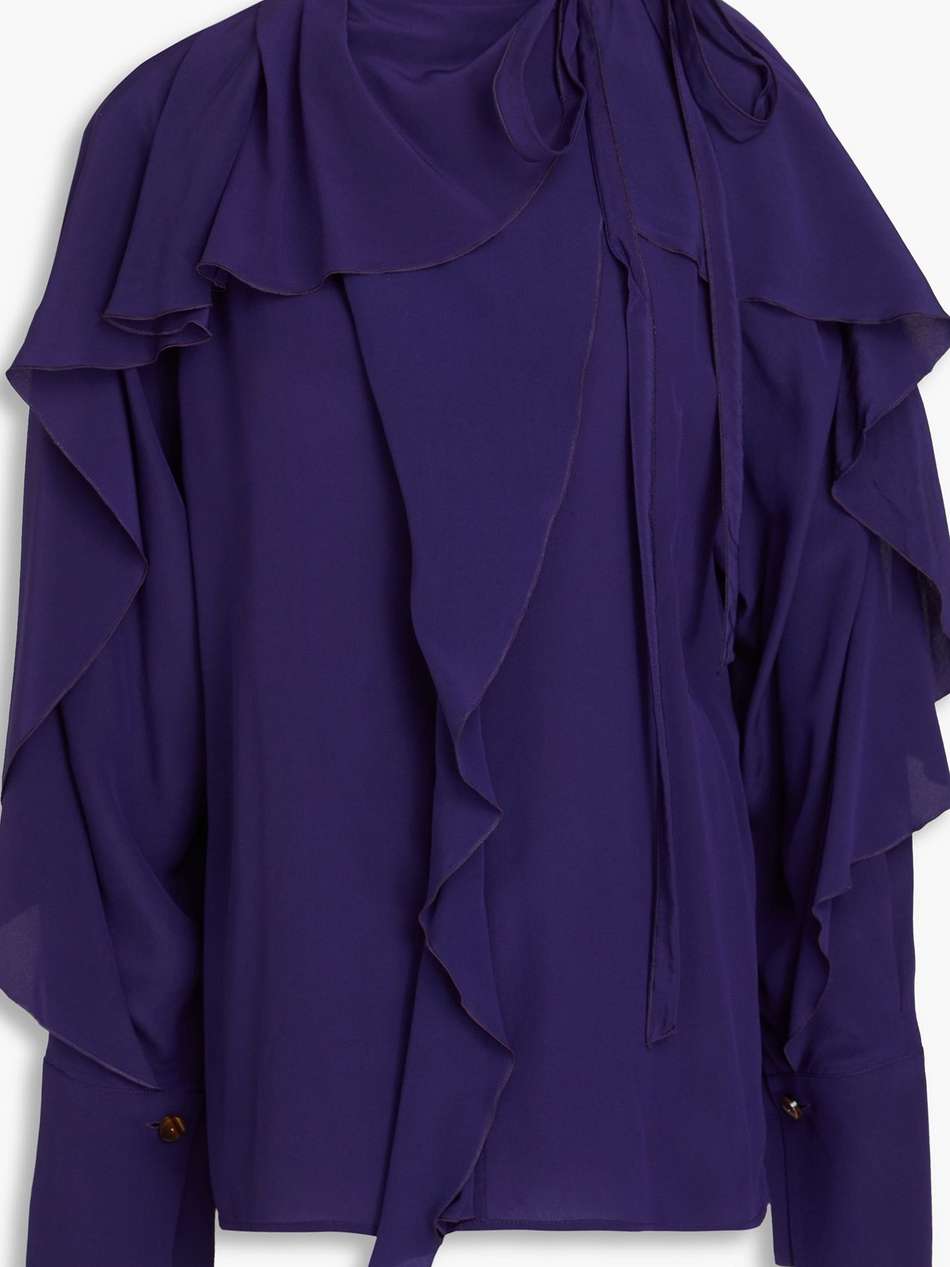 ruffled silk-crepe blouse