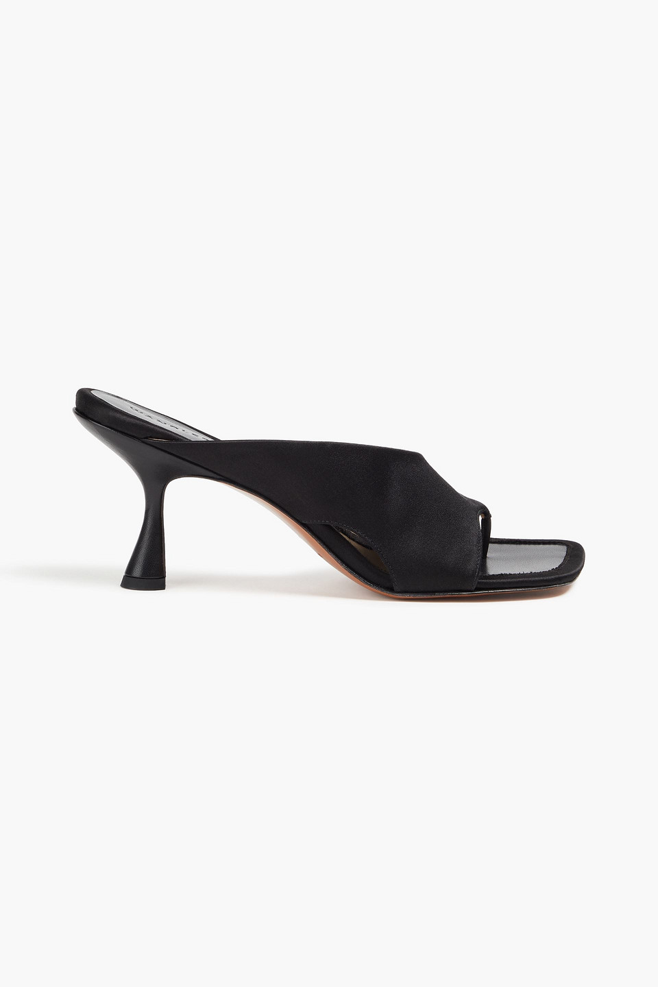 Wandler Julio Satin And Leather Mules In Schwarz