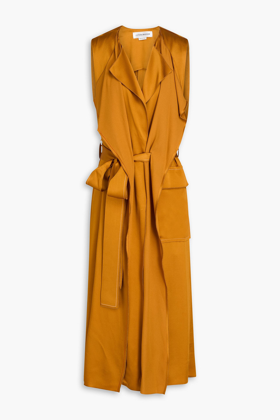 Draped satin midi wrap dress