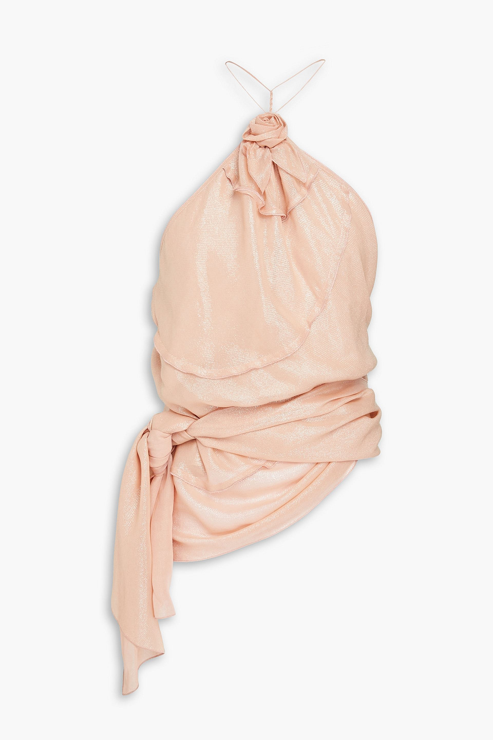 Victoria Beckham Draped Metallic Twill Top In Pink