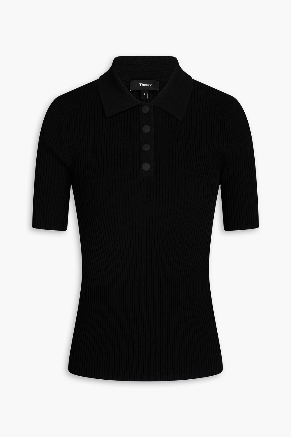 Theory Ribbed Polo Sweater In Schwarz