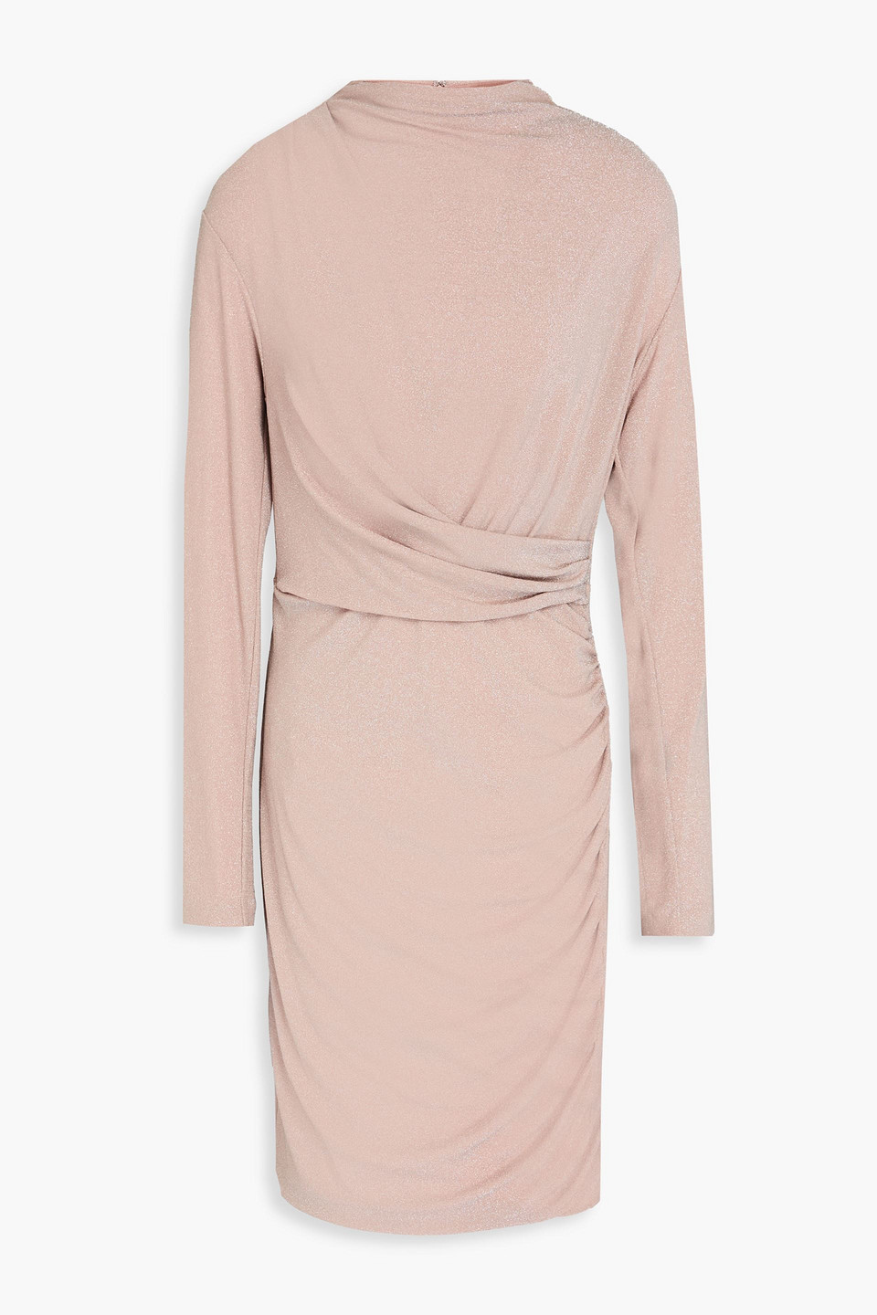 Diane Von Furstenberg Yuki Draped Metallic Knitted Dress In Neutral