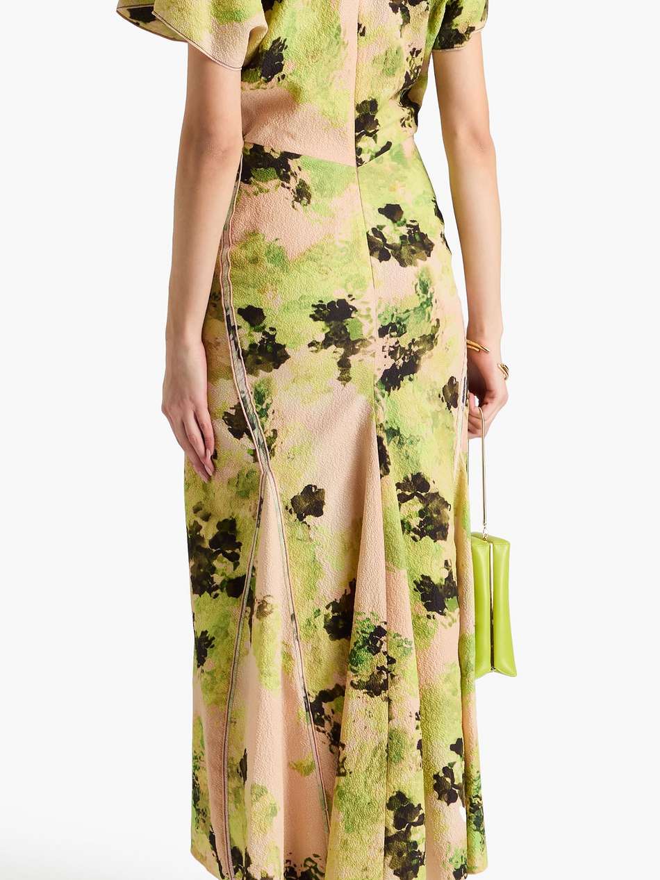 printed cloqué midi dress