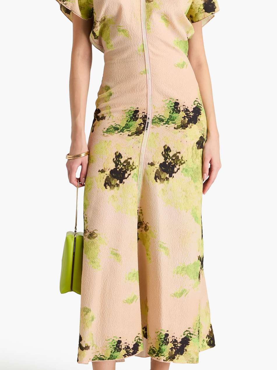 printed cloqué midi dress