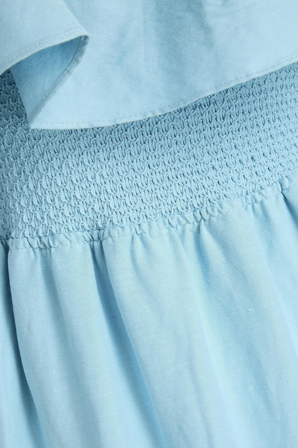 Alice And Olivia Kia Cold-shoulder Tiered Linen-blend Maxi Dress In Light Blue