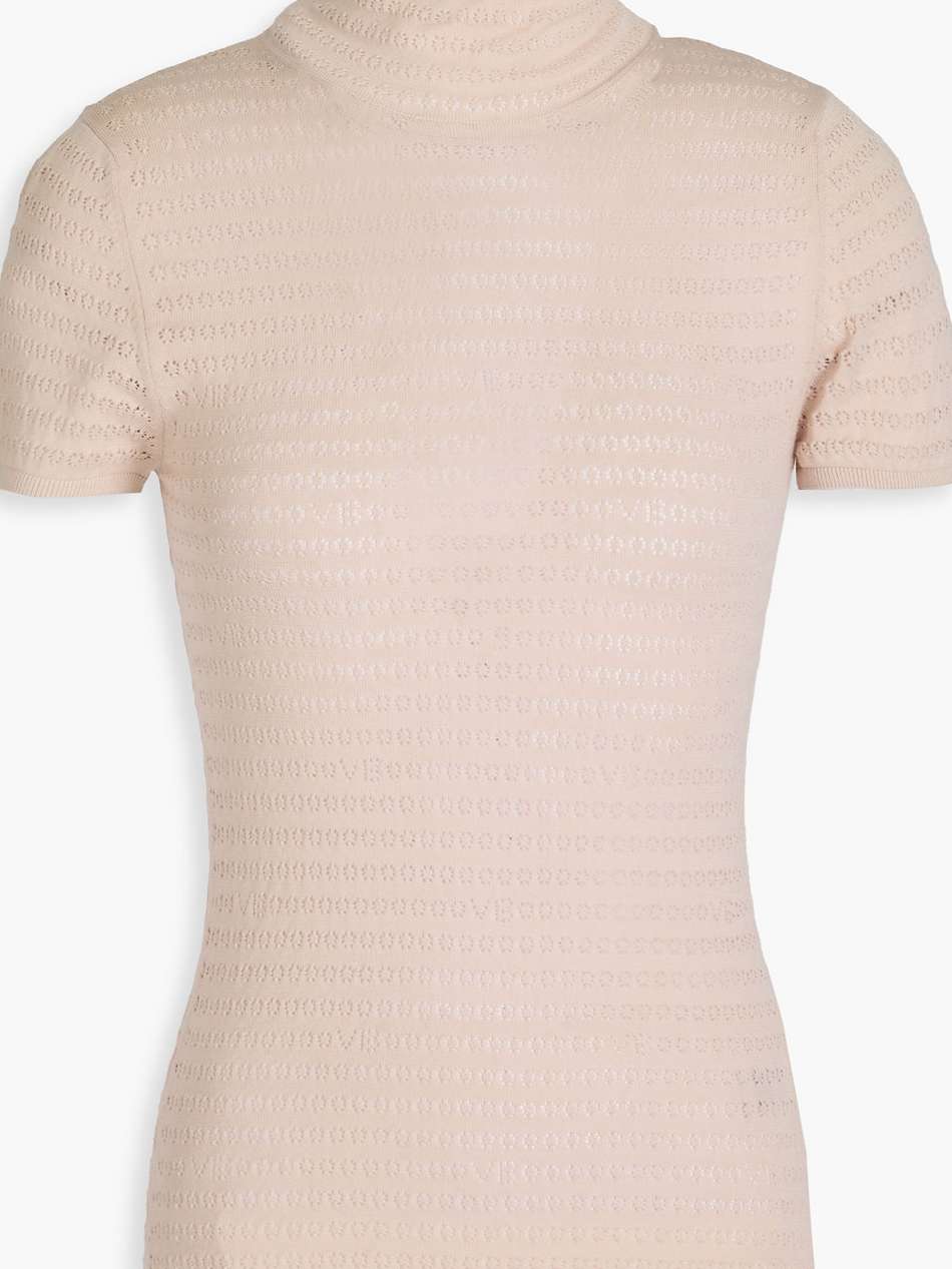 pointelle-knit cotton turtleneck top
