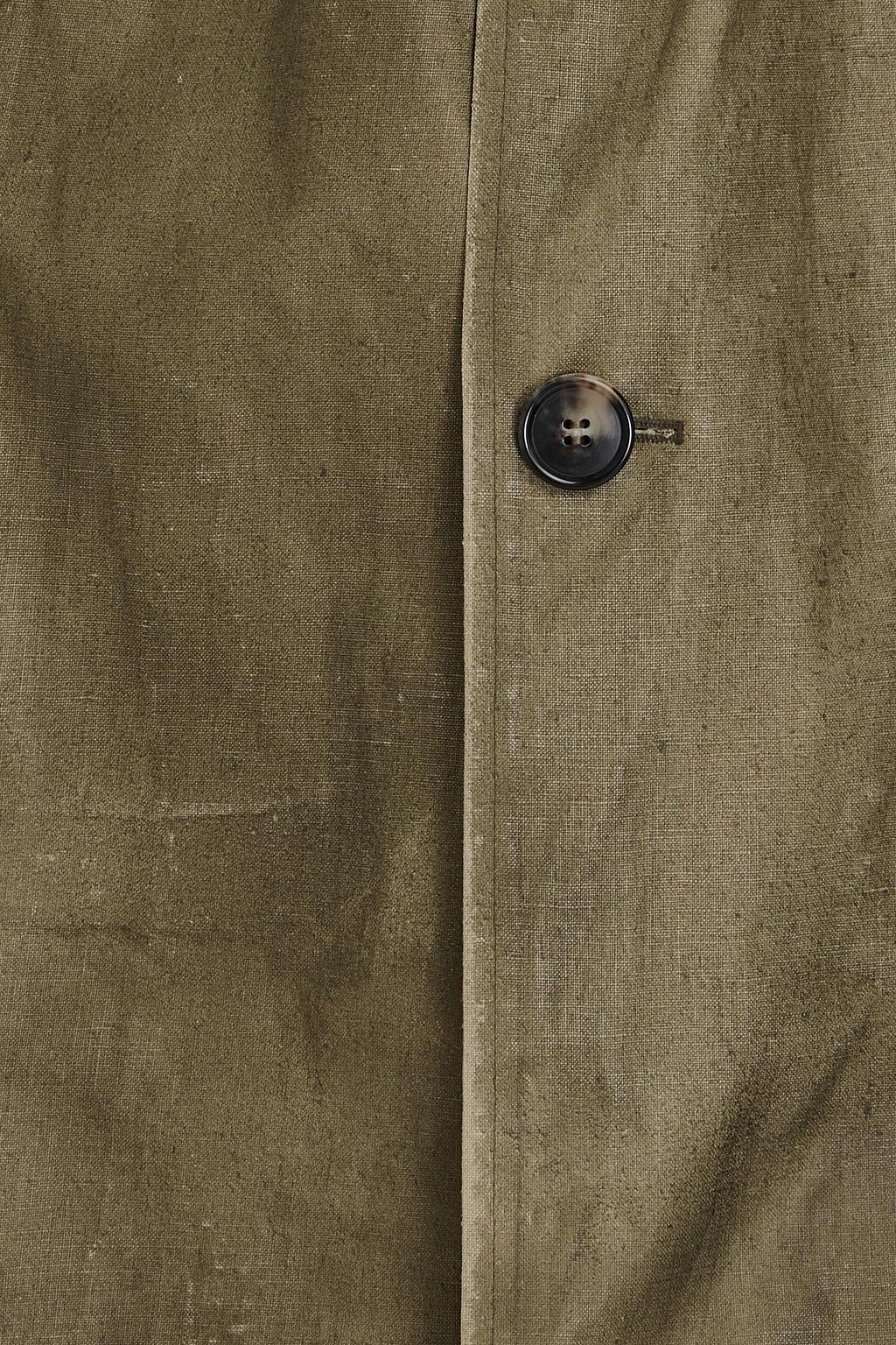 MAISON MARGIELA فستان متوسط الطول بياقة هالتر الدائرية من الكتّان المطلي مزود بحزام